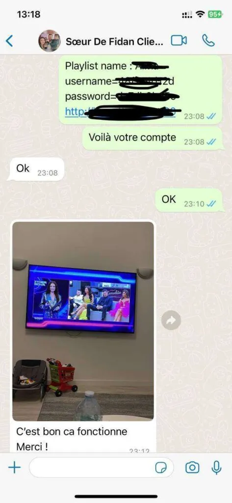 1iptvprovider fast payment setup chat screenshot